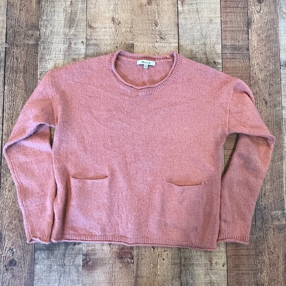 Madewell Chelsea Pocket Pullover Sweater Dusty Pink XS Acrylic Alpaca - Picture 8 of 10